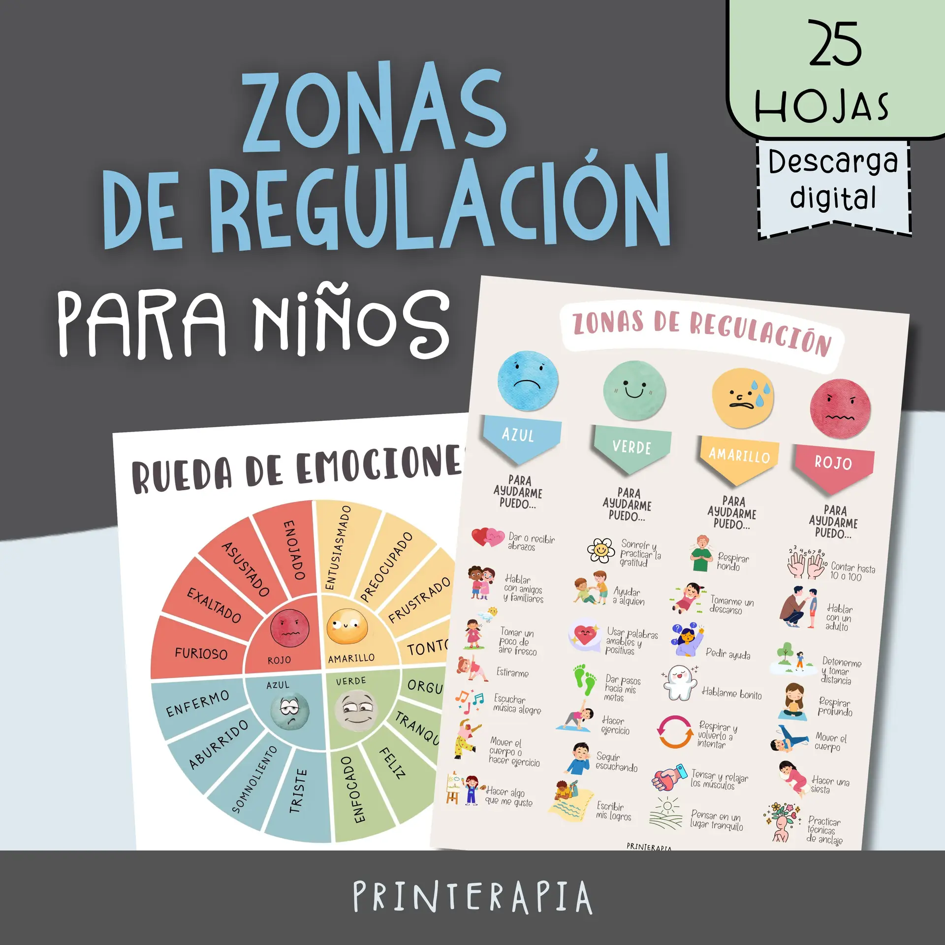 Zonas de regulación niños – Autorregulación – Hojas de trabajo PDF