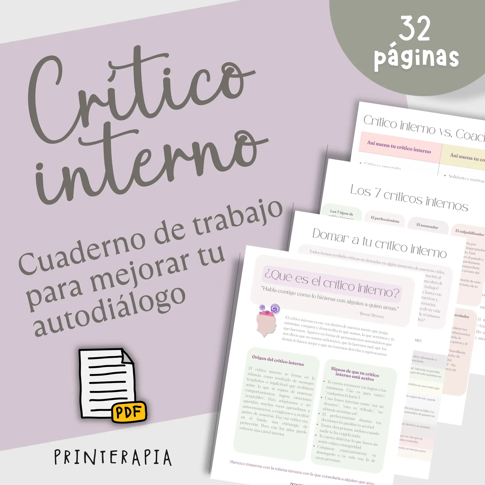 Silenciar crítico interno – Diario terapéutico PDF